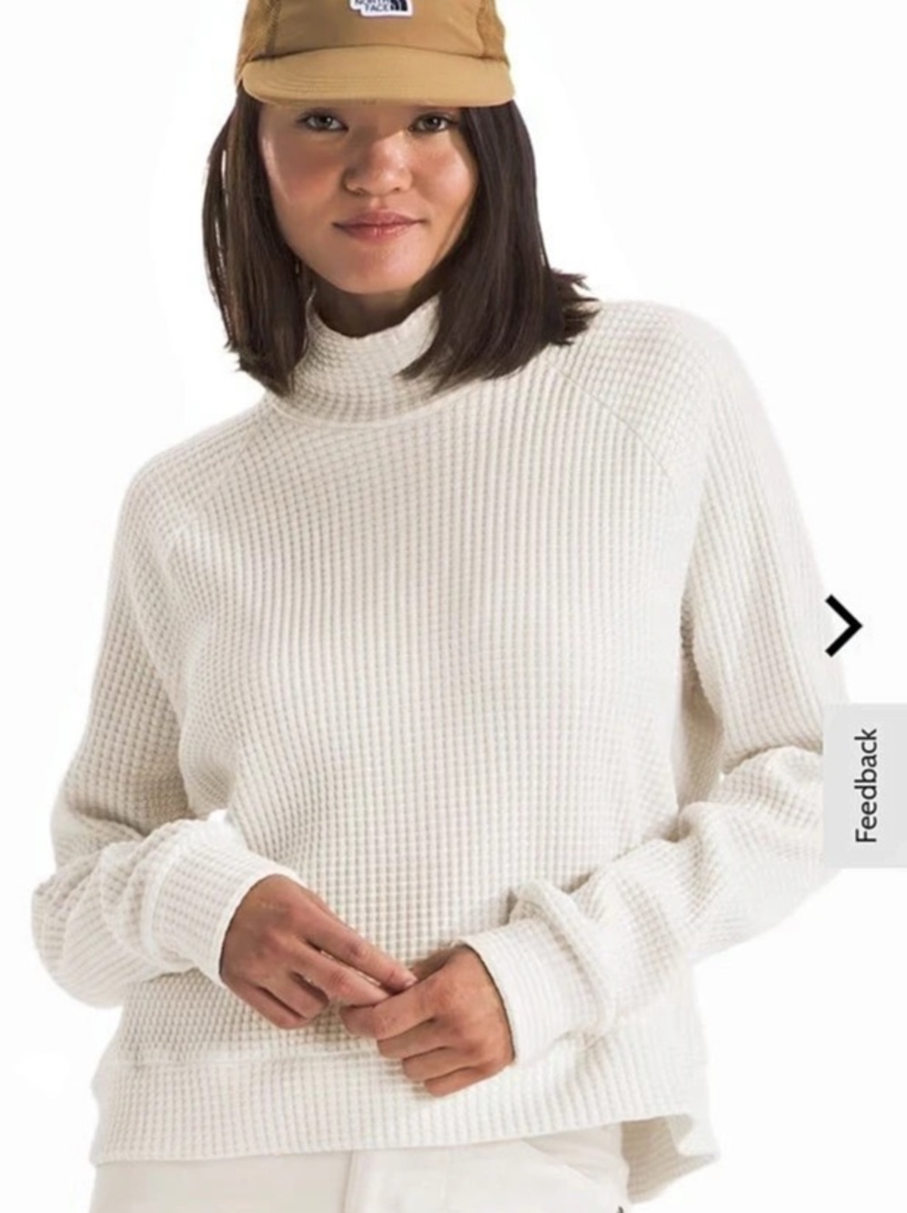 The North Face Women's Long-Sleeve Mock Neck Chabot White Dune XL